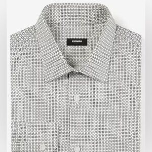 Express Circle Geo Print Stretch Button Down Shirt
